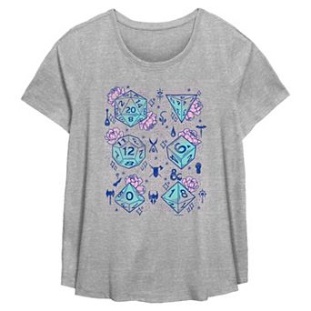Plus Size Dungeons & Dragons Floral Pastel Dice Flowy Graphic Tee