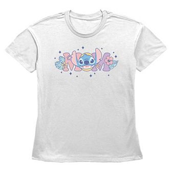 Disney's Lilo & Stitch Mom Floral Sign Women's Graphic Tee