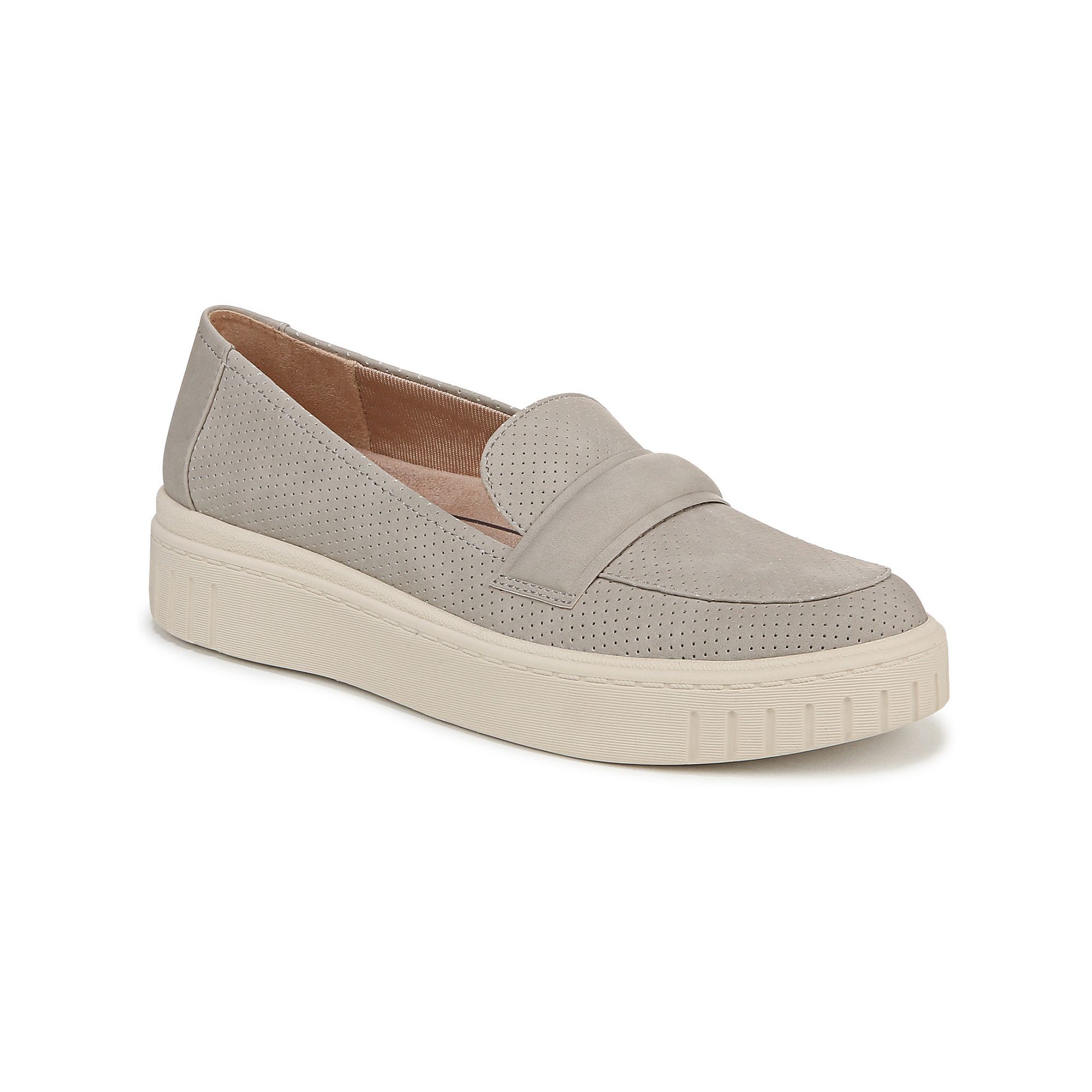 LifeStride Genevachop Womens Loafers, Size: 6 Wide, Gray Faux Leather