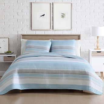 Beatrice Home Fashions Coralinn Stripe Quilt Set