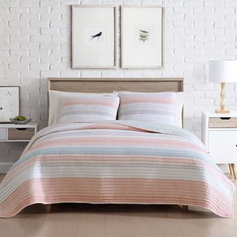 Beatrice Home Fashions Coralinn Stripe Quilt Set