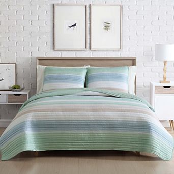 Beatrice Home Fashions Coralinn Stripe Quilt Set