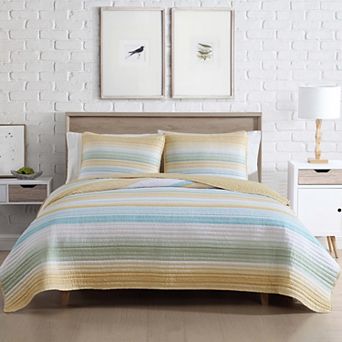 Beatrice Home Fashions Coralinn Stripe Quilt Set
