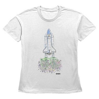 Women's Nasa Flower Space Rocket Graphic Tee