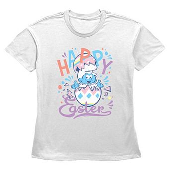 Women's Smurfs Happy Easter Baby Smurf Graphic Tee
