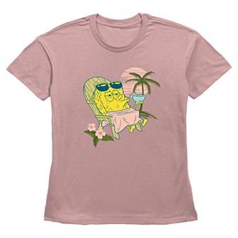 Women's Nickelodeon SpongeBob SquarePants Relaxing On Beach Graphic Tee
