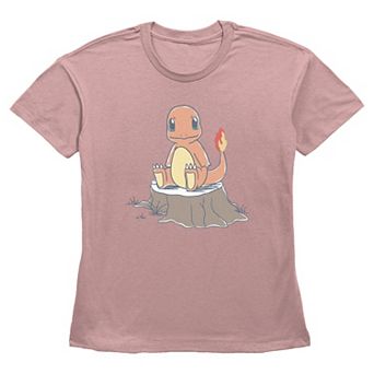 Women's Pokemon Charmander Resting On Stump Graphic Tee