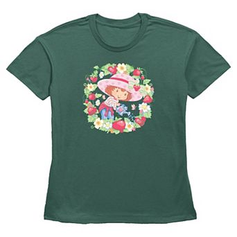 Women's Strawberry Shortcake Flowers And Strawberries Wreath Graphic Tee