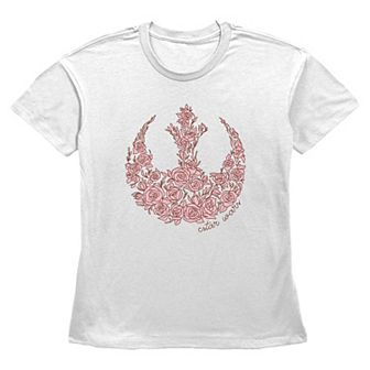 Women's Star Wars Rose Filled Rebel Emblem Graphic Tee