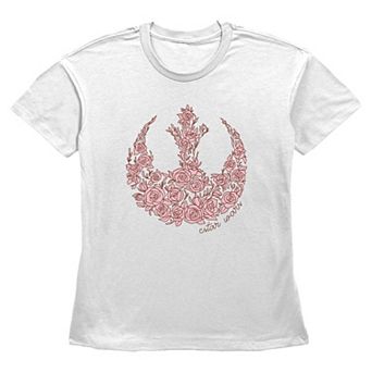 Women's Star Wars Rose Filled Rebel Emblem Graphic Tee