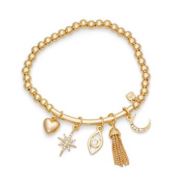 Nine West Gold Tone Charm Stretch Bracelet