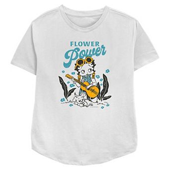Women's Betty Boop Flower Power Relaxed Fit Graphic Tee