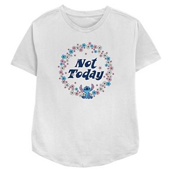 Disney's Lilo & Stitch Not Today Floral Wreath Women's Relaxed Fit Graphic Tee