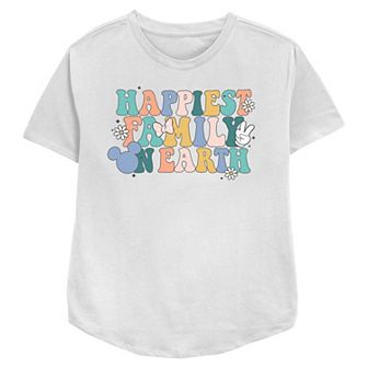 Disney's Mickey Mouse Happiest Family On Earth Women's Relaxed Fit Graphic Tee