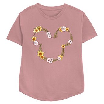 Disney's Mickey Mouse Floral Wreath Women's Relaxed Fit Graphic Tee