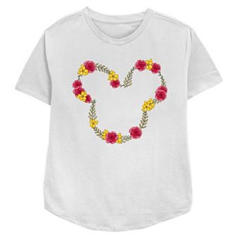 Disney's Mickey Mouse June Floral Wreath Women's Relaxed Fit Graphic Tee
