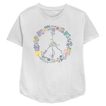 Women's MTV Floral Peace Symbol Relaxed Fit Graphic Tee