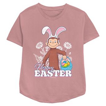 Women's Curious George Happy Easter Egg Hunt Relaxed Fit Graphic Tee