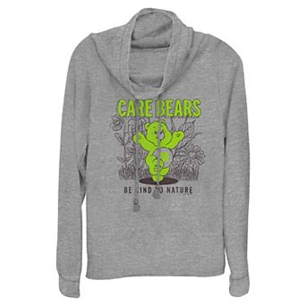 Women's Care Bears Good Luck Bear Be Kind To Nature Cowlneck Graphic Lightweight Long Sleeve