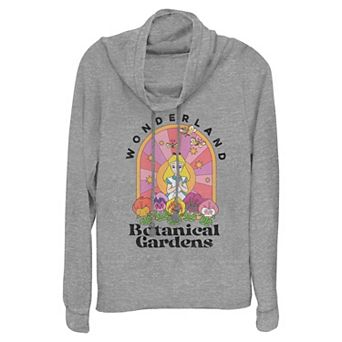 Disney's Alice In Wonderland Botanical Gardens Women's Cowlneck Graphic Lightweight Long Sleeve