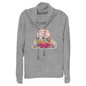 Disney's 101 Dalmatians Paw-fectly Sweet Easter Women's Cowlneck Graphic Lightweight Long Sleeve
