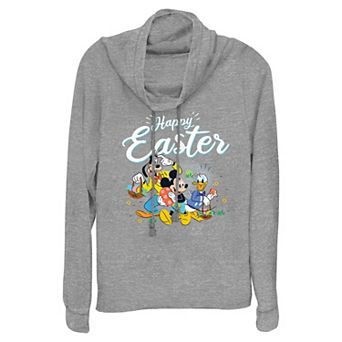 Disney's Mickey Mouse & Friends Happy Easter Women's Cowlneck Graphic Lightweight Long Sleeve
