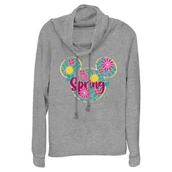 Disney's Mickey Mouse Hello Spring Women's Cowlneck Graphic Lightweight Long Sleeve