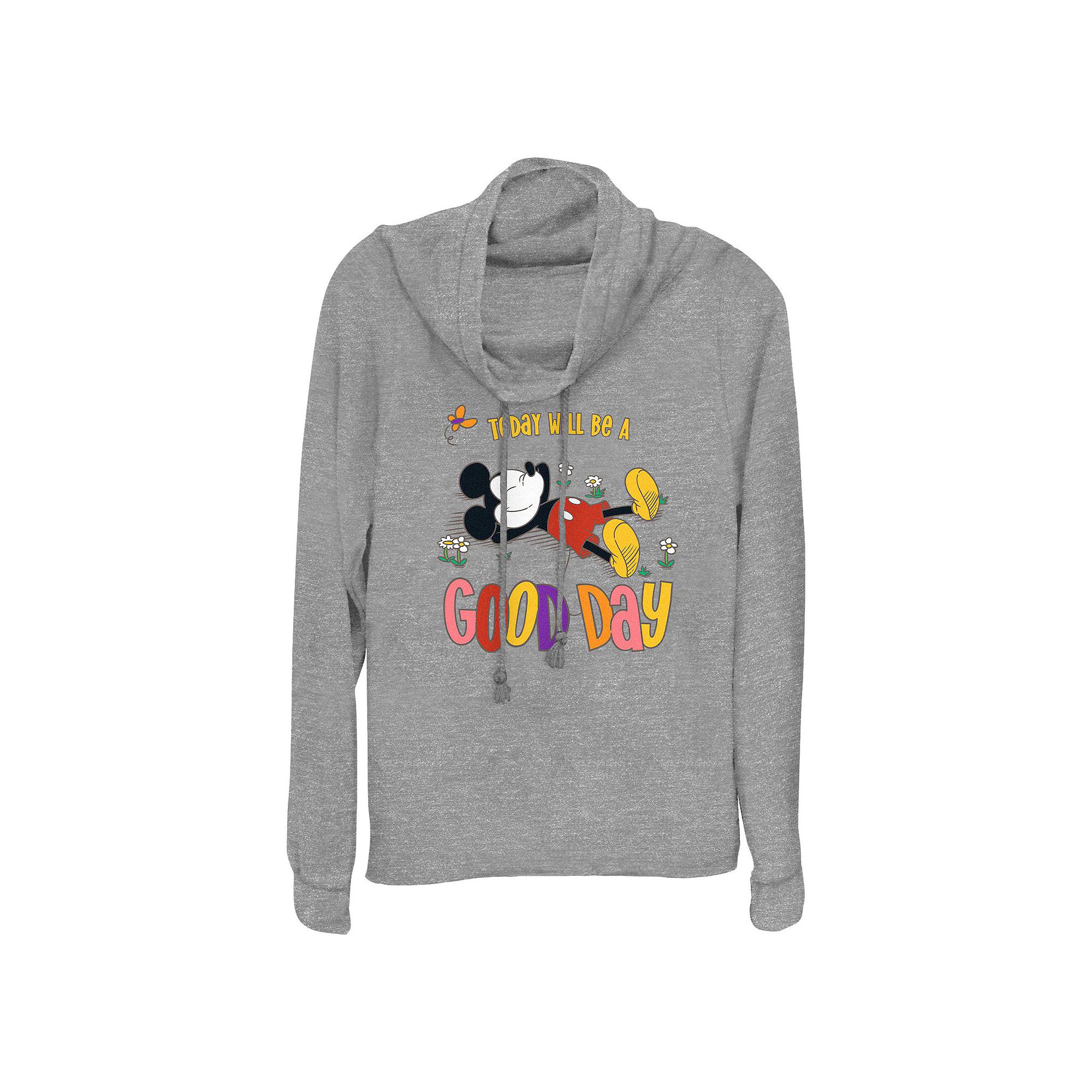 Disneys Mickey Mouse Today Will Be A Good Day Womens Cowlneck Graphic Lig