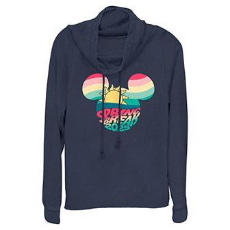 Disney's Mickey Mouse Spring Break 2025 Women's Cowlneck Graphic Lightweight Long Sleeve