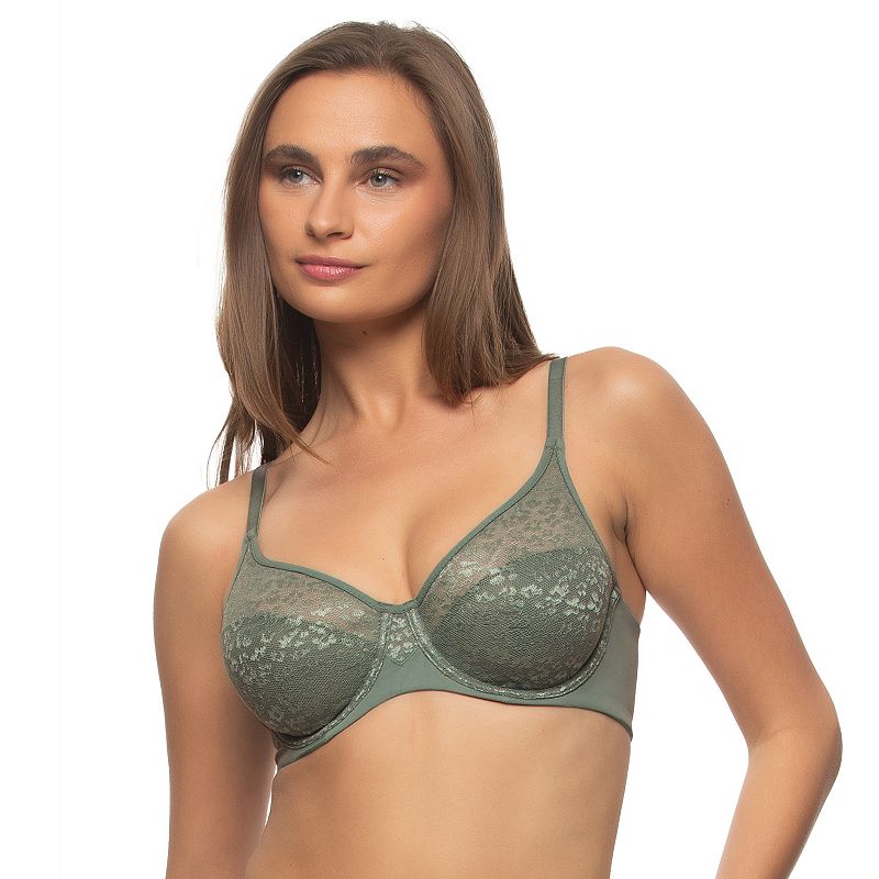 Paramour by Felina Lace Molded Unlined Underwire Bra 115207, Women's, Size: 38 H, Gray Green