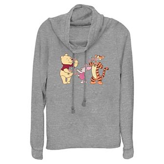Disney's Winnie The Pooh And Friends Flower Time Women's Cowlneck Graphic Lightweight Long Sleeve