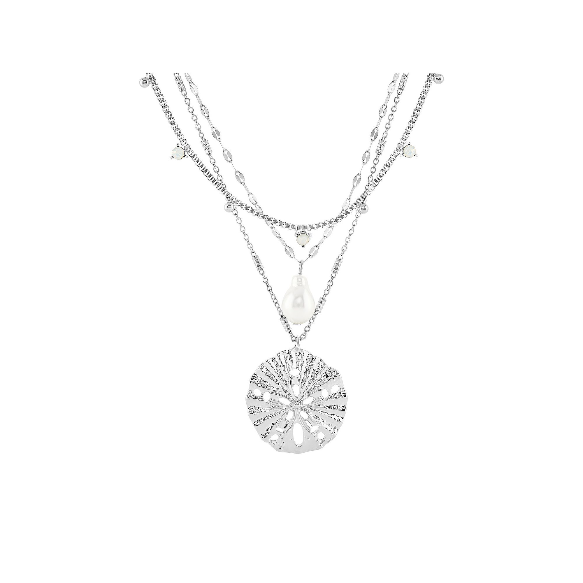 Emberly Silver Tone 3-Piece Glass Stone, Simulated Pearl Butterfly Charm & 