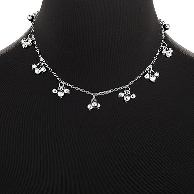Emberly Silver Tone Polished Triple Bead Station Necklace