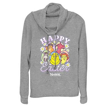 Women's Shrek Happy Easter Cowlneck Graphic Lightweight Long Sleeve