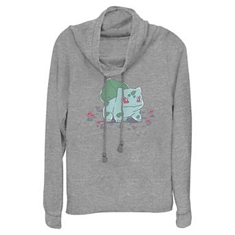 Women's Pokemon Bulbasaur Spring Scene Cowlneck Graphic Lightweight Long Sleeve