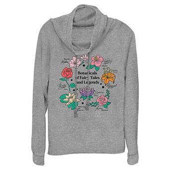 Disney Princess Botanicals Of Fairy Tales And Legends Women's Cowlneck Graphic Lightweight Long Sleeve