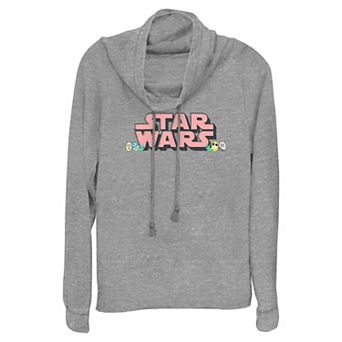 Women's Star Wars Easter Eggs Cowlneck Graphic Lightweight Long Sleeve