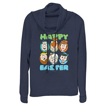 Women's The Flintstones Happy Easter Cowlneck Graphic Lightweight Long Sleeve