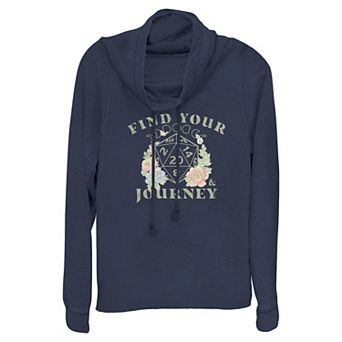 Women's Dungeons & Dragons Find Your Journey Floral Cowlneck Graphic Lightweight Long Sleeve