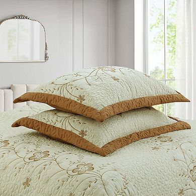 Marcielo 3 Piece Queen Size Embroidery Quilt Set Lightweight Bedspread Set Queen