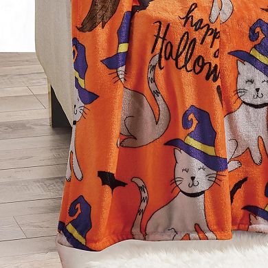 Halloween Cats Plush Decorative Halloween Machine Washable Throw