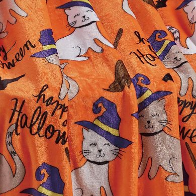 Halloween Cats Plush Decorative Halloween Machine Washable Throw