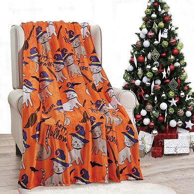 Halloween Cats Plush Decorative Halloween Machine Washable Throw