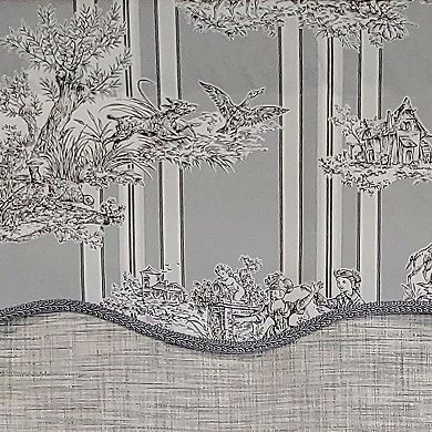 French Tableau Classic Toile Stripe And Solid Fabric Gimp Trim Ivory Lining No Header Glory Valance