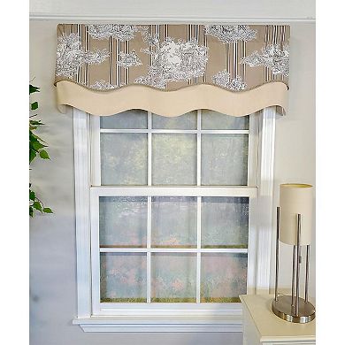 French Tableau Classic Toile Stripe And Solid Fabric Gimp Trim Ivory Lining No Header Glory Valance