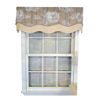 French Tableau Classic Toile Stripe And Solid Fabric Gimp Trim Ivory Lining No Header Glory Valance