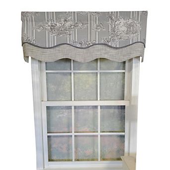 French Tableau Classic Toile Stripe And Solid Fabric Gimp Trim Ivory Lining No Header Glory Valance