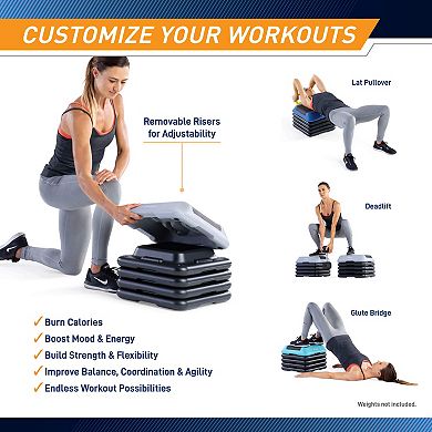Adjustable Aerobic Step Platform with 4 Risers in multiple Colors - STEP-GRAY01-4R Circuit Fitness