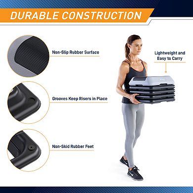 Adjustable Aerobic Step Platform with 4 Risers in multiple Colors - STEP-GRAY01-4R Circuit Fitness