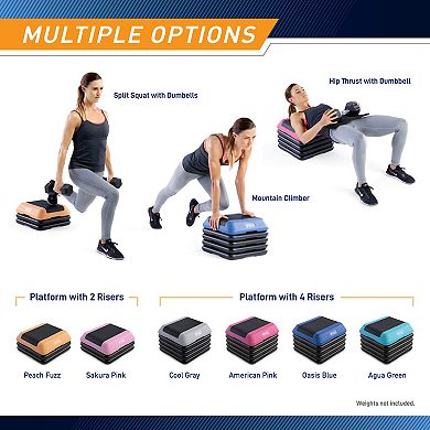 Adjustable Aerobic Step Platform with 4 Risers in multiple Colors - STEP-GRAY01-4R Circuit Fitness